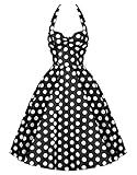 Women's 50s Rockabilly Dress Polka Dot Halter Retro Cocktail Dress Swing Dress