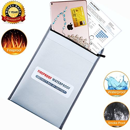 Fireproof Bag 15"x11",Non-Itchy Silicone Coated Fiberglass Fireproof Document Bag,Fireproof Safe Document Organizer Pouch Storage for Money,Documents,Jewelry and Passport