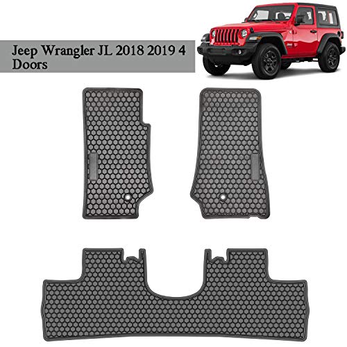 Ecowlboy Car Floor Mats for Jeep Wrangler JL 4 Doors 2018 2019 Front