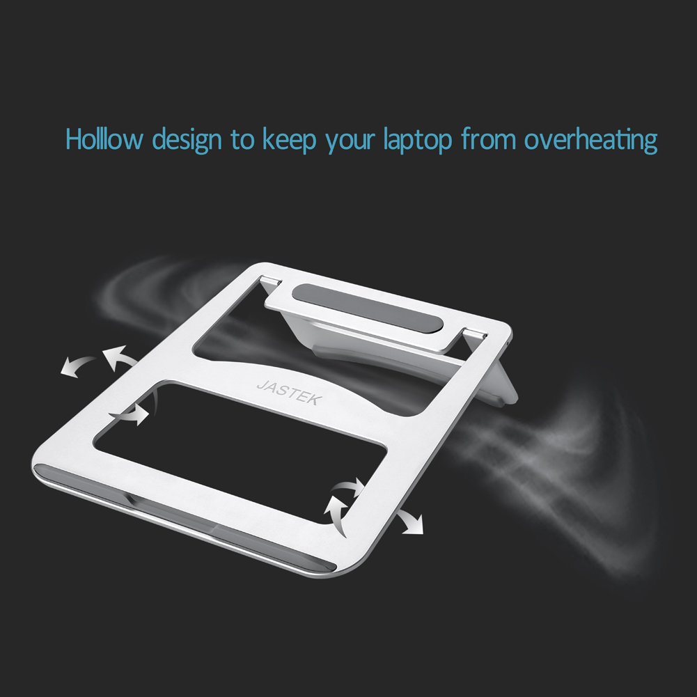 Aluminum Laptop Stand, JASTEK Compact Universal Portable Adjustable Stand with Folding Holder for Laptop Notebook Tablet and more - Silver