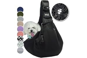 NATUYA Pet Dog Sling Carrier - Dog Sling with Net Bag for Carrier Dogs Cats-Hands Free Pet Bag-Buckle net Pocket pet Bag (Black)