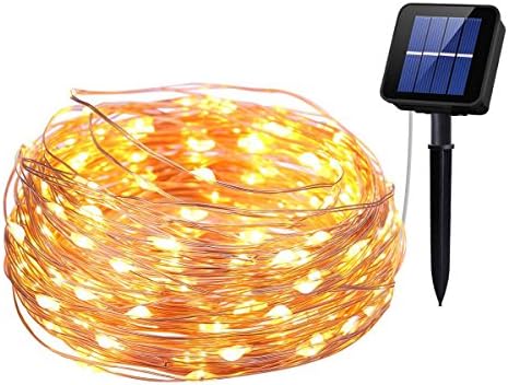 Smartdio 200 LED Solar Powered String Lights, 8 Modes 72ft Copper Wire Starry Lights, Outdoor Waterproof IP65 Fairy Christams Decorative Lights for Gardens,Homes,Wedding,Party (Warm White)
