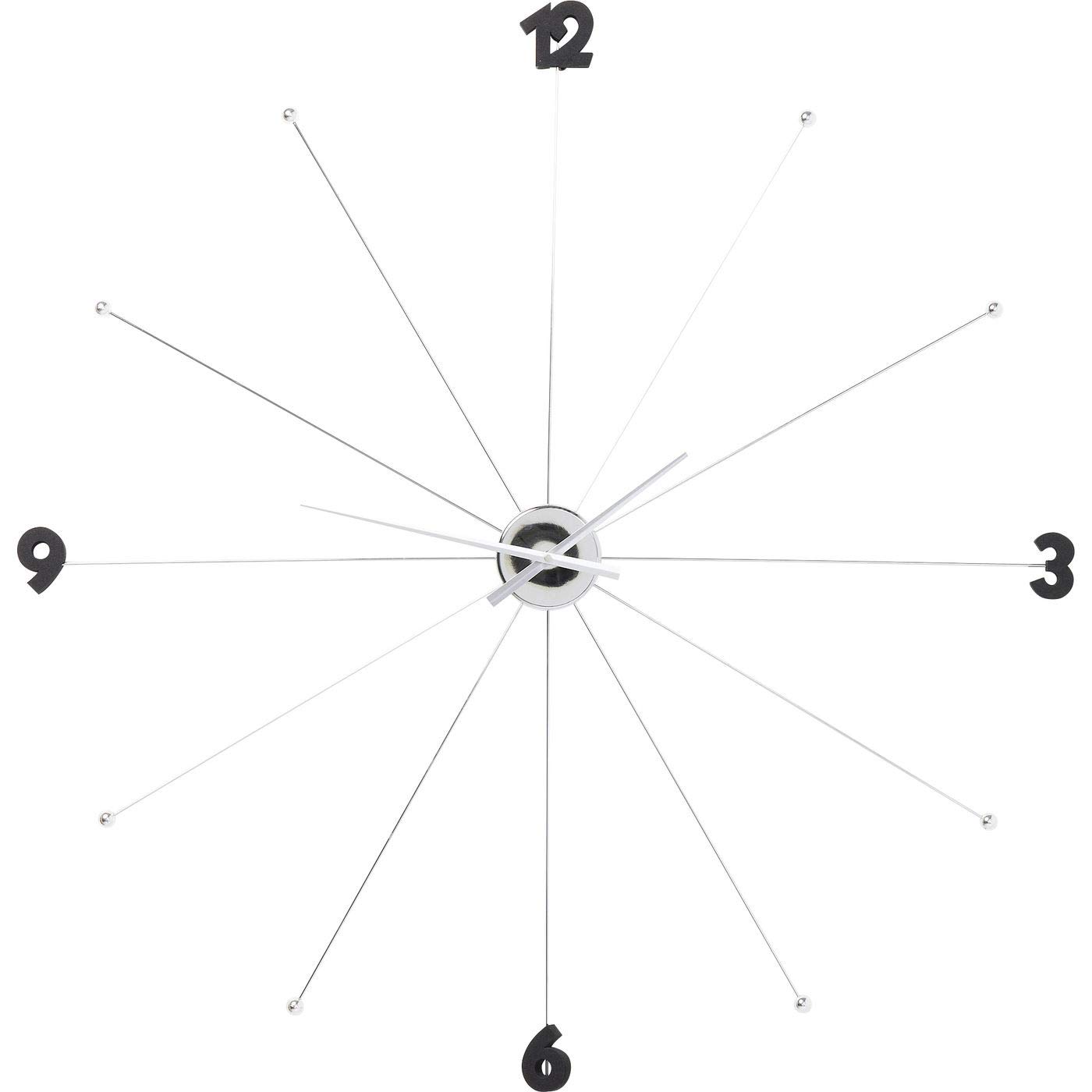 Kare Design Wall Clock Like Umbrella, Chrome, Diameter 100 cm, Aluminium, Round Wall Clock, Room Decor, Home Decor, Large Wall Clock for Living Room, Hallway, Bedroom, Office