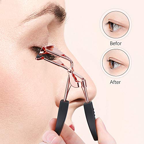 Meetory 4 Pieces Eyelashes Accessories Tools - Eyelash Curlers, 2 Pieces Fake Eyelashes Applicator Tool & Eyebrow/Fake Eyelashes Scissors(Rose Golden) - Thumbnail 5