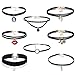 Sunflower Choker Necklaces Black Velvet Lace Adjustable Tattoo for Women Girls Teens(8 pieces)
