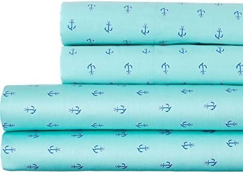 Coastal Life 300 Thread Count Anchors Printed Sheet Set Aqua California King