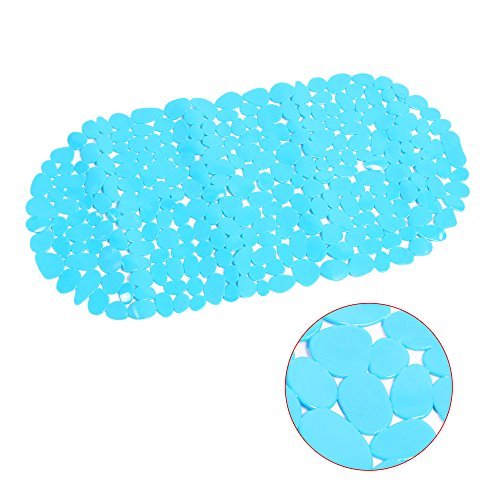 ilovebaby Safety Non Slip Tub Shower Bath Mat, Sandy Stone Design, Mildew Mold Resistant Bathmat(Blue)