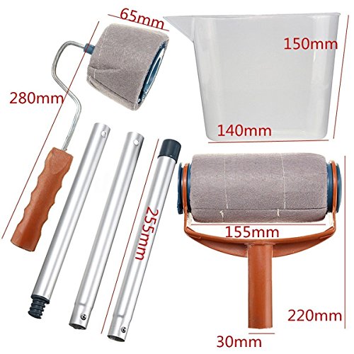 6Pcs/set Pro Paint Roller Brush Handle Flocked Edger Room Wall Painting Runner
