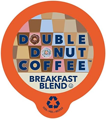 Double Donut Breakfast Blend Coffee Pods, Medium Roast Coffee, Single Serve Coffee For Keurig K Cups Machines, Breakfast Blend in Recyclable Pods, Hot or Iced Coffee, 96 Count