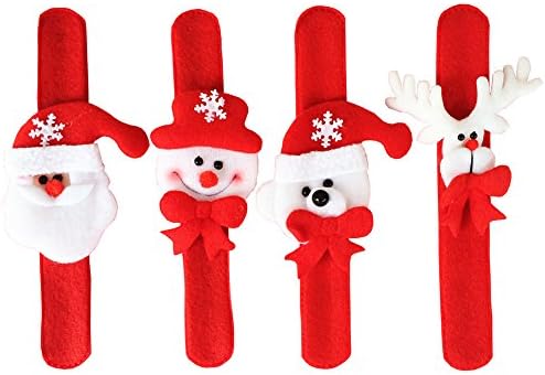 Christmas Headbands Clap Circle Wrist Slap Bracelet Party Santa Bracelet Baby Kids Christmas Gift 12 Pcs