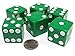 Koplow Games Set of 6 D6 25mm Large Opaque Jumbo Dice - Green with White Pip