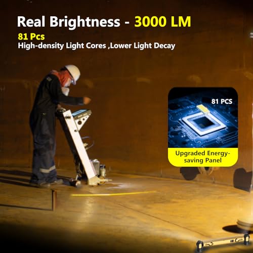 MechaniLite Work Light,3000LM LED Magnetic Light bar 5200mAh Under Hood Light with Hooks, Portable Magnetic Rechargeable Cordless Work Light for Mechanic/Car Repairing/Garage-Yellow