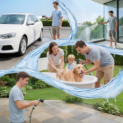 Hose Reel, PATOOLIO Auto Reel 30+2m Wall-Mounted, Retractable Garden Hose Reels, Auto Rewind, Self-Locking System, 180° Pivot Swivelling, 10 Function Spray Gun, Black