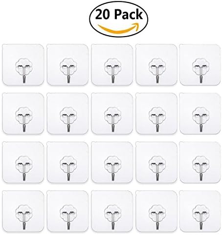 Hooks Heavy Duty Hooks - 20 Packs 22Lbs command Hooks Utility Hooks Heavy Duty Wall Hooks Waterproof Reusable Seamless Sticky Hook For Bathroom Kitchen Wall Door Ceiling And More