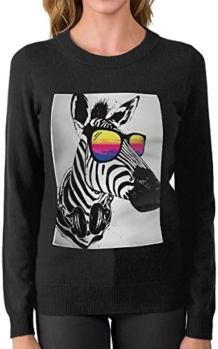 ZONERKFDIN DJ Zebra Polyester Sweater Crew Neck Graphic Boyfriend Personality
