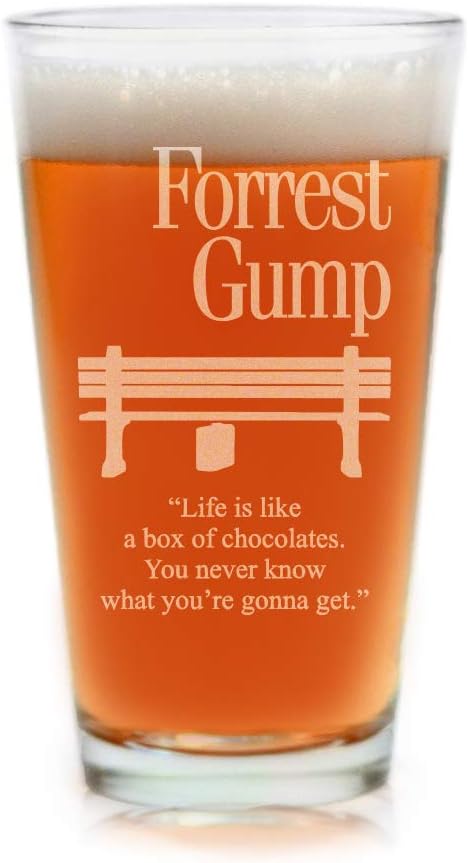 Amazon Com Forrest Gump Pint Beer Glass With Quote Life Is