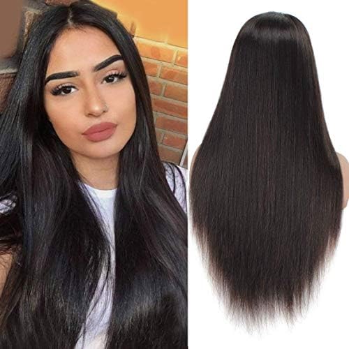 Lace Front Human Hair Wigs for Black Women 130% Density Virgin Brazilian Straight Human Hair Glueless Lace Frontal Wigs with Baby Hair(18-26 INCH)
