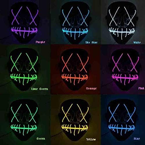 Clieos Frightening Halloween Cosplay LED Light up Mask for Festival Party Halloween Costumes (Orange)