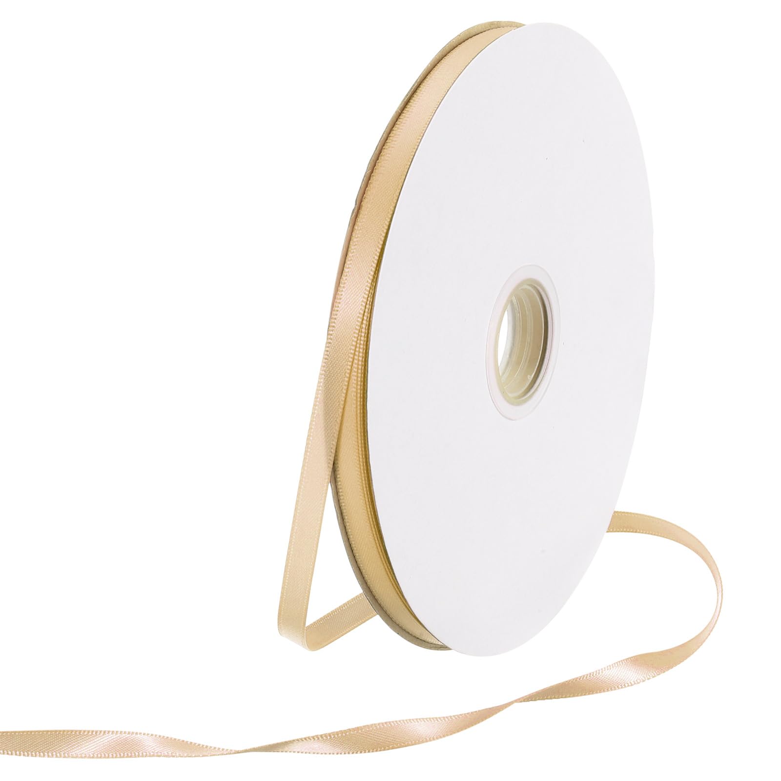 Rebower 6mm Satin Ribbon 64m Thick Double Face Grosgrain Silk Ribbon, [for Gift Wrapping, Hair Bows, Wedding, Cake, Flower] - 70 Yard/210ft/ Champagne — image 1