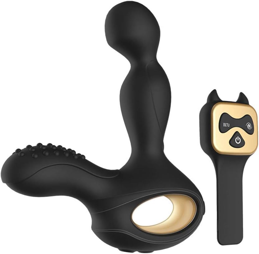 PTS 10 Freq Remote Control Prostrate Msager Rotating Rechargeable Amal Stimultor Heating Waterproof Six Toys for Women CP(Black)