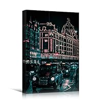 Canvas Wall Art Street View Cityscape Colorful Contemporary Multicolor Neon Photography Places - 12x18 inches