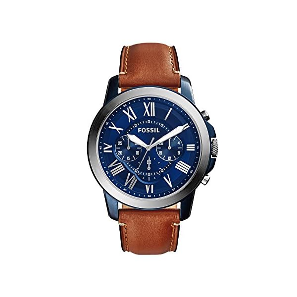 fossil men's grant stainless steel and leather chronograph quartz watch