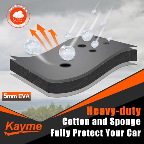 kayme Car Cover Waterproof Anti UV Dustproof Anti Wind Hail Cover Suitable for 3 Volume Cars (475 to 495 cm) 3XL - Grey