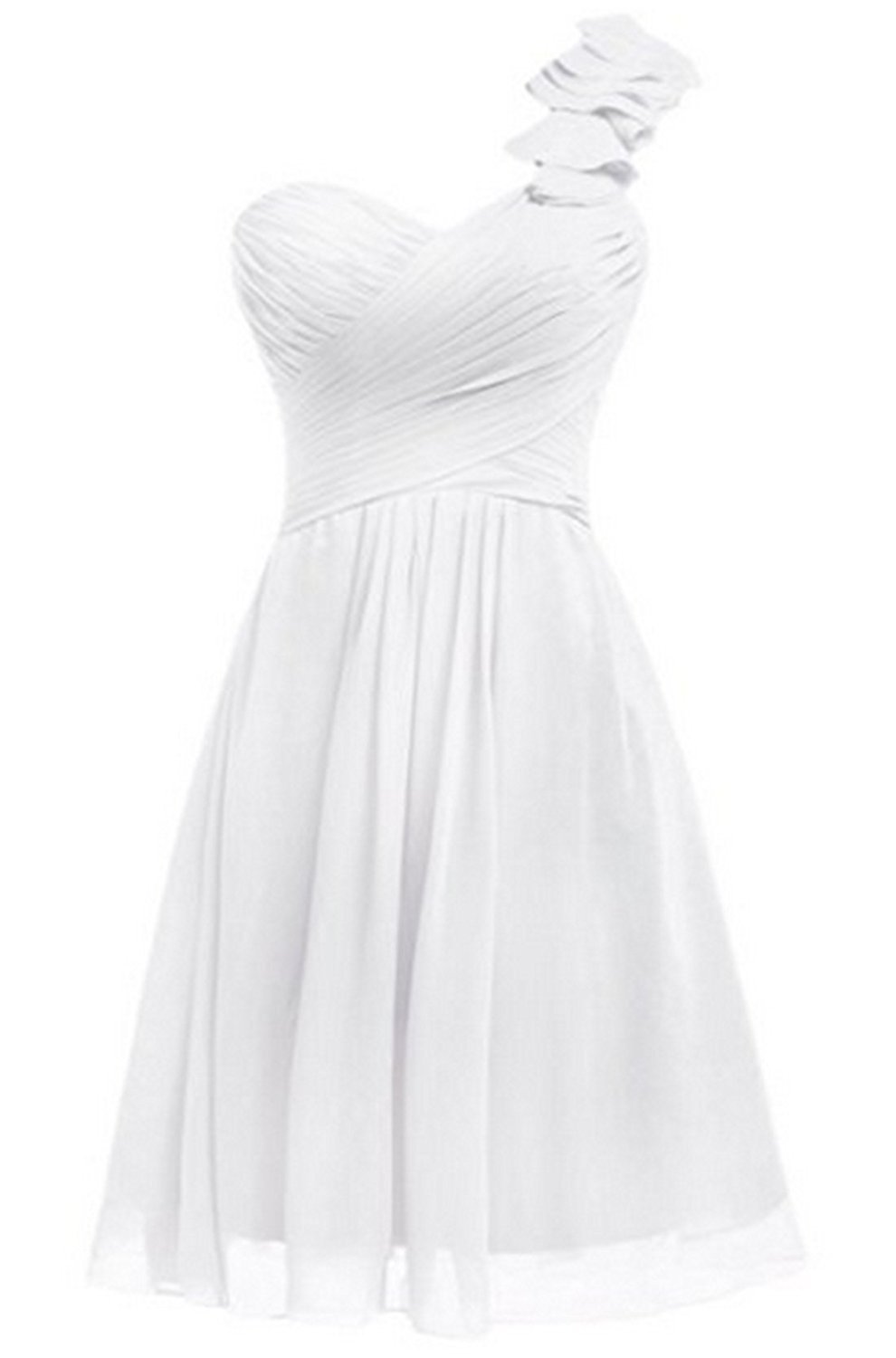 Miranda's Bridal Women's One Shoulder Pleated A Line Short Mini Bridesmaid Dress