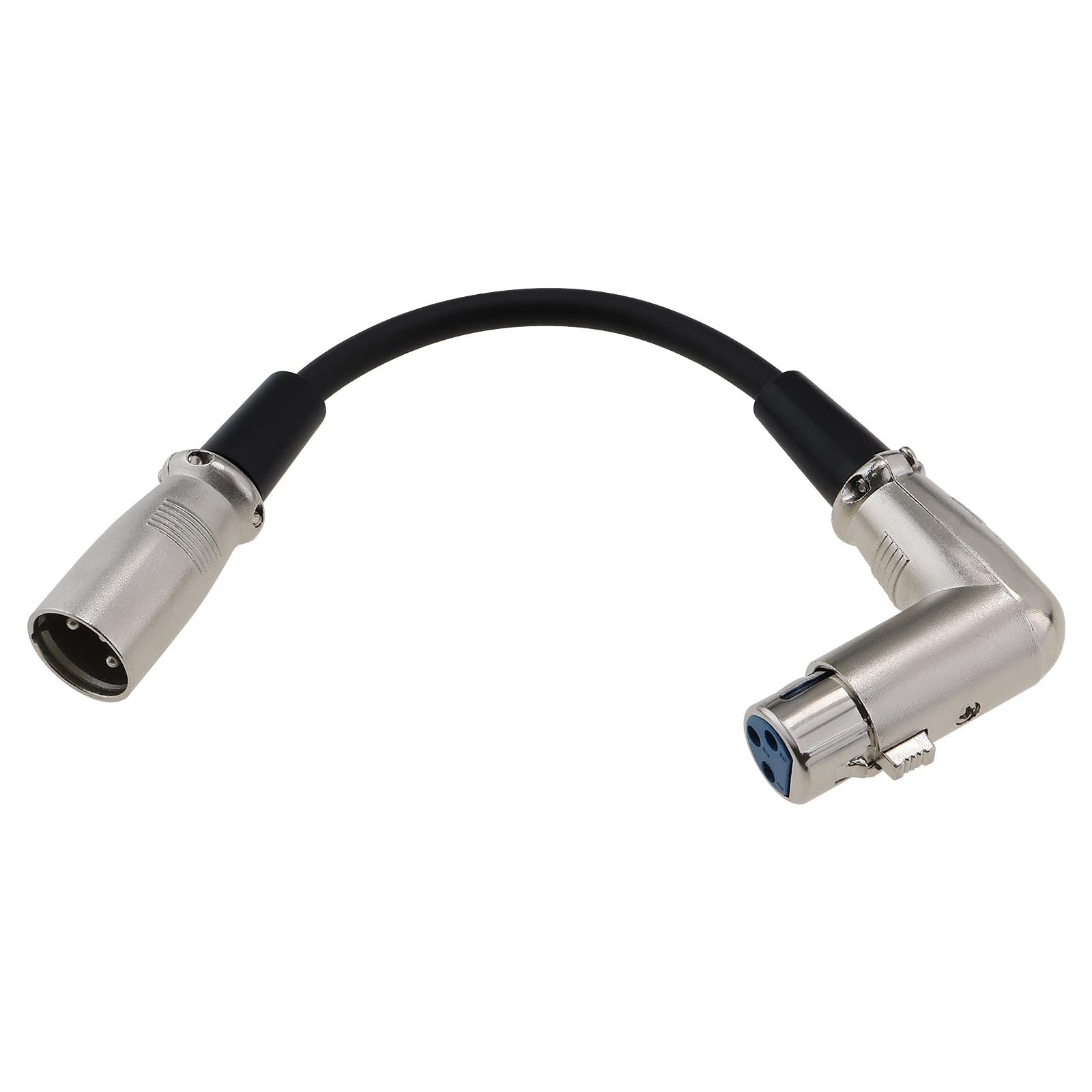 VGOL 90° Angle 3 Pin XLR Microphone Short Cable Male to Female XLR Plug to Socket Microphone Extension Cord for Studio Recording or Live KTV