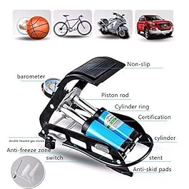 J GO Portable Aluminium Body Double Cylinder Air Pump with Pressure Gauge and Smart Valve Head