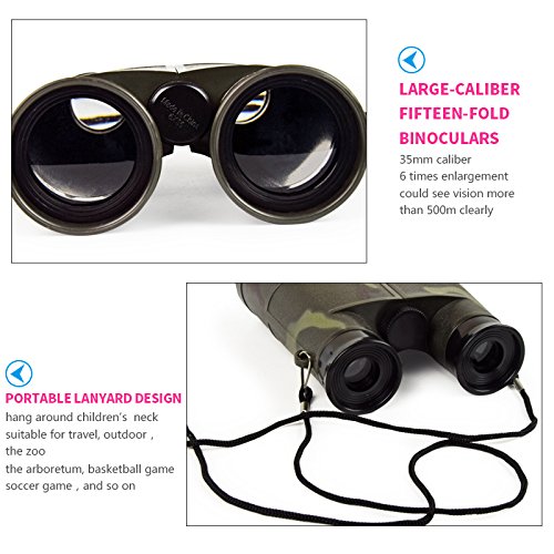 ENFANTS jumelle, Zepst 6 x 35 mm Camouflage pliable compact Mini jumelles Télescope jouet pour enfants garçon Cadeau de portable pour voyage, escalade de l\'extérieur,