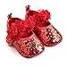 Antheron Baby Girls Mary Jane Flats Soft Sole Infant Moccasins Floral Sparkly Toddler Princess Dress Shoes(Red,6-12 Month)