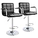 Leopard Square Back Adjustable Bar Stools with armrest,Swivel Bar Stool Set of 2, Black
