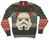 Star Wars Stormtrooper With Reindeer Antlers Green Ugly Christmas Sweater (Adult X-Large)