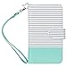 ULAK Galaxy S6 Case, Samsung Galaxy S6 Wallet Case, Wallet Flip Case PU Leather Case Shockproof Soft TPU Inner Bumper Slim Protective Card Slots Wrist Strap Cover- Minimal Stripes/Mint Green