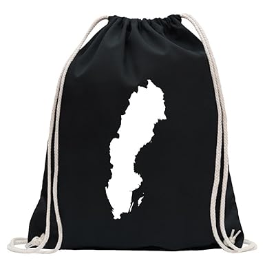 Kiwistar Schweden Umriss Kontur Turnbeutel Fun Rucksack Sport Beutel Gymsack Baumwolle mit Ziehgurt