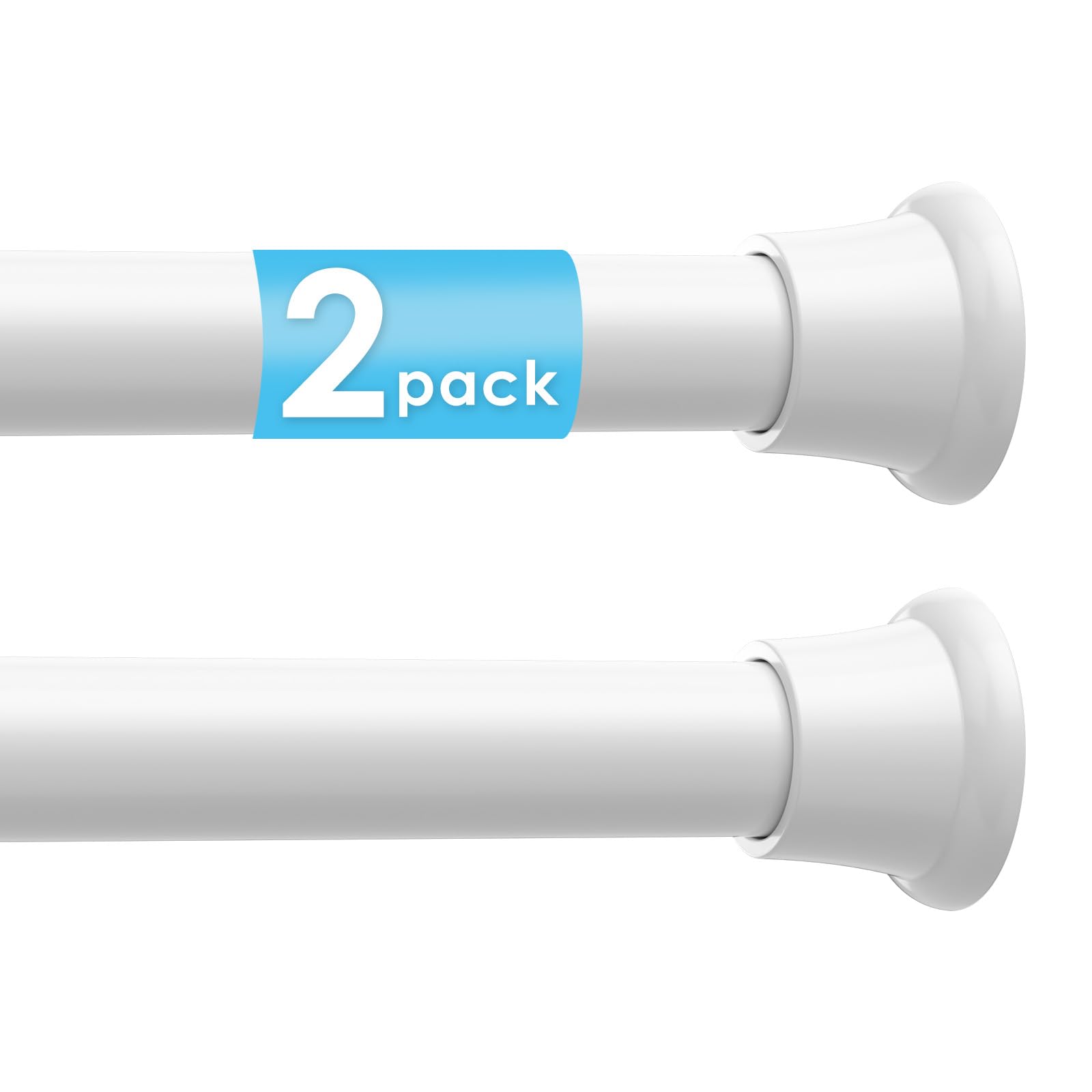 Photo 1 of 2Pcs Tension Curtain Rod 31 To 76 Inch White Shower Curtain Rod No Drilling Adjustable Spring Loaded Curtain Rods 7/8"Diameter Shower Rods For Bathroom Windows Bedroom Closet Doorway Door