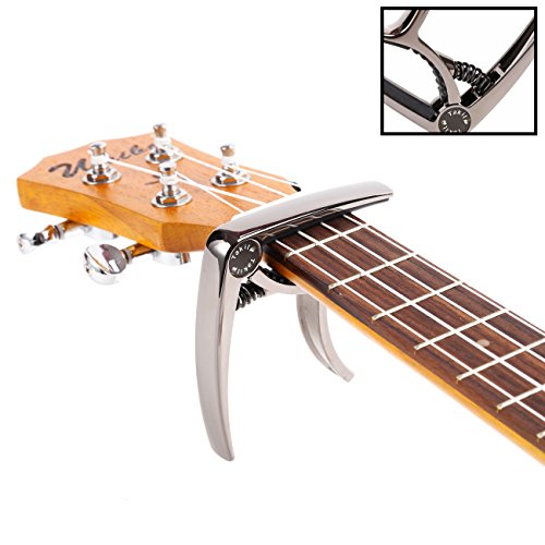 Takit Guitar Capo For Acoustic And Electric Guitar - Also For Ukulele, Banjo And Mandolin - Single-Handed Professional High Performance Trigger Action Style Built Of Zinc Alloy - Black