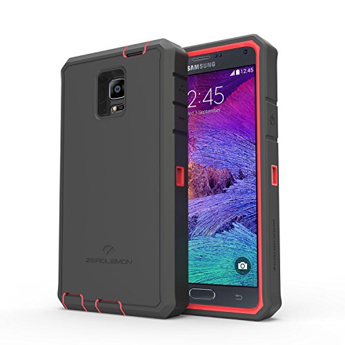 Samsung Galaxy Note 4 Rugged Case,Zerolemon ZeroShock Rugged Case + Belt Clip [Battery NOT Included] (Fits All Versions of Galaxy Note 4) [180 days ZeroLemon Warranty Guarantee]- Red / Black