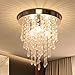 Crystal Chandelier, Kakanuo Modern Crystal Ceiling Light, 3 Lights Flush Mount Crystal Light Fixture H10.4