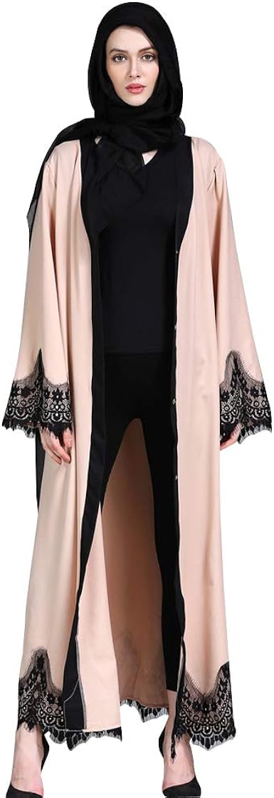 Bozevon Muslim Straight Dress Lace Worship Prayer Dress Hijab Not Included At Amazon Women S Clothing Store