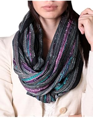 (17 COLORS) Shimmer Sparkle Infinity Scarf, Women's Festival Bliss Boho Crochet Loop Shawl