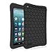 Fintie Silicone Case for Amazon Fire 7 Tablet (Previous Generation - 7th, 2017 Release) - [Honey Comb Upgraded Version] [Kids Friendly] Light Weight [Anti Slip] Shock Proof Protective Cover, Black