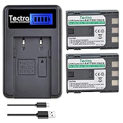 Tectra 2-Pack NB-2L NB-2LH Battery + Rapid LCD