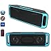 Portable Bass Dual Stereo Speaker Wireless Bluetooth Speaker Support Handsfree FM Radio AUX USB TF Card Mic for IOS Android Phone (Blue&Black)