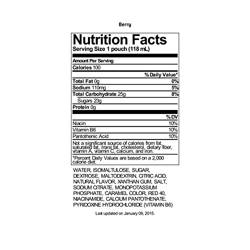 Gatorade Prime Sports Fuel Drink, Berry, 4 Ounce Pouches (Pack of 20