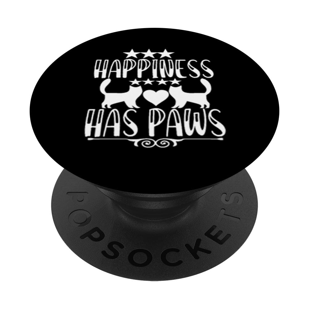 Happiness Has Paws Cat Lover's Kitty Mom Owner PopSockets Swappable PopGrip