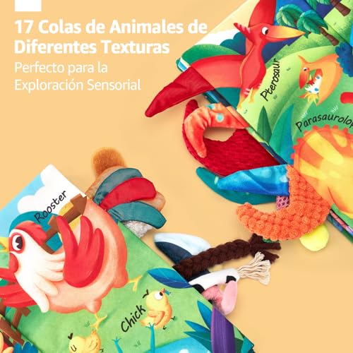 hahaland Baby Books Toys Babies 0 3 6 Months, 2 Pieces Soft Cloth Books for Babies 6-12 Months, Animals, Activity Book Sensory Gift Baby 1 Year