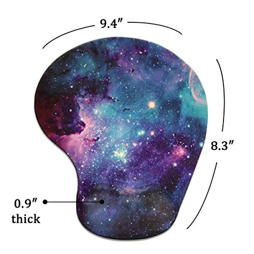 Dooke Ergonomic Mouse Pad with Wrist Support, Cute Mouse Pads with Non-Slip Rubber Base for Home Office Working Studying Easy Typing & Pain Relief Galaxy