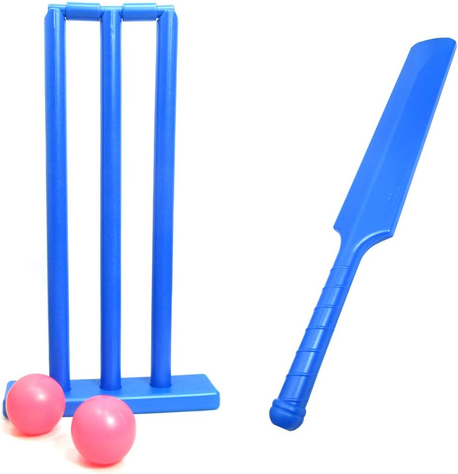 HeavyDuty Plastic Cricket Set Include 1 Bats 2 Balls 1 Bases 3 Stumps